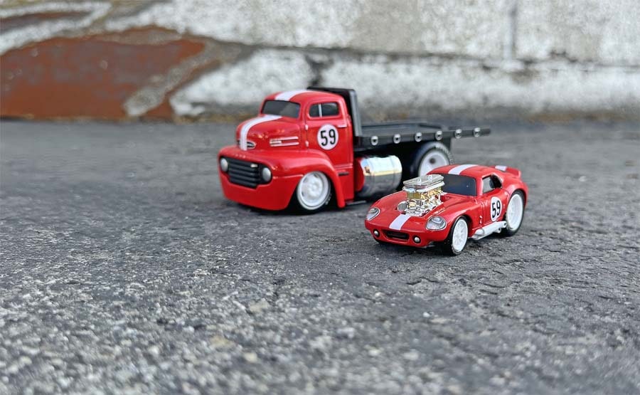 Number Fifty-Nine - Muscle Machines Muscle Transports 1950 Ford COE Flatbed & 1965 Shelby Cobra Daytona Coupe